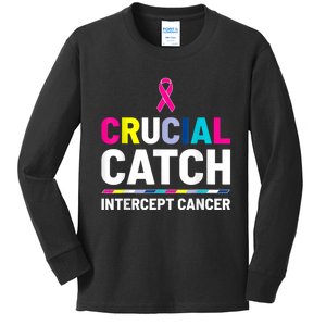 Crucial Catch Intercept Cancer Breast Cancer Awareness Kids Long Sleeve Shirt