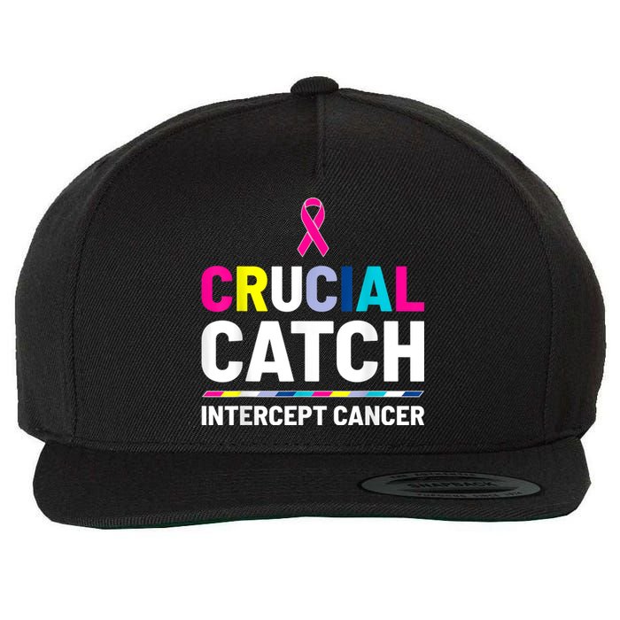 Crucial Catch Intercept Cancer Breast Cancer Awareness Wool Snapback Cap