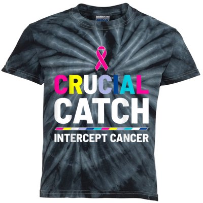 Crucial Catch Intercept Cancer Breast Cancer Awareness Kids Tie-Dye T-Shirt