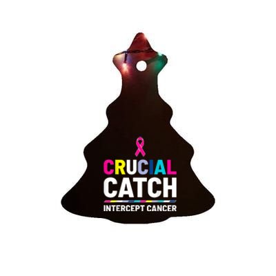 Crucial Catch Intercept Cancer Breast Cancer Awareness Ceramic Tree Ornament