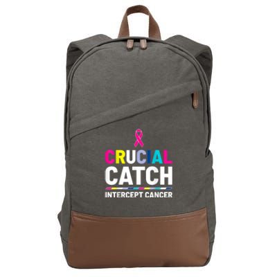 Crucial Catch Intercept Cancer Breast Cancer Awareness Cotton Canvas Backpack