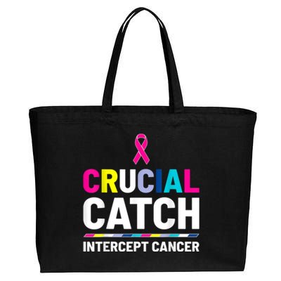 Crucial Catch Intercept Cancer Breast Cancer Awareness Cotton Canvas Jumbo Tote