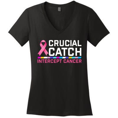 Crucial Catch Intercept Cancer Women's V-Neck T-Shirt