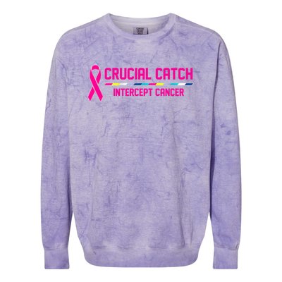 Crucial Catch Intercept Cancer Breast Breast Cancer Awareness Colorblast Crewneck Sweatshirt