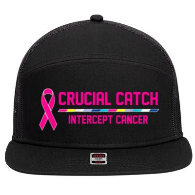 Crucial Catch Intercept Cancer Breast Breast Cancer Awareness 7 Panel Mesh Trucker Snapback Hat