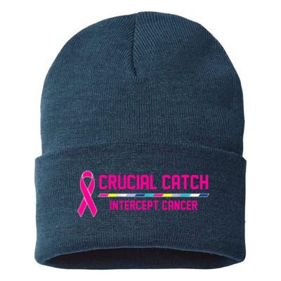 Crucial Catch Intercept Cancer Breast Breast Cancer Awareness Sustainable Knit Beanie