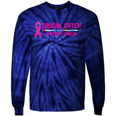 Crucial Catch Intercept Cancer Breast Breast Cancer Awareness Tie-Dye Long Sleeve Shirt