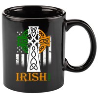Celtic Cross Irish American Pride 11oz C Handle Ceramic Mug