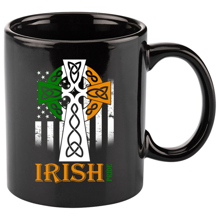 Celtic Cross Irish American Pride 11oz C Handle Ceramic Mug