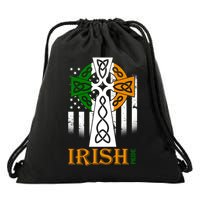 Celtic Cross Irish American Pride Drawstring Bag