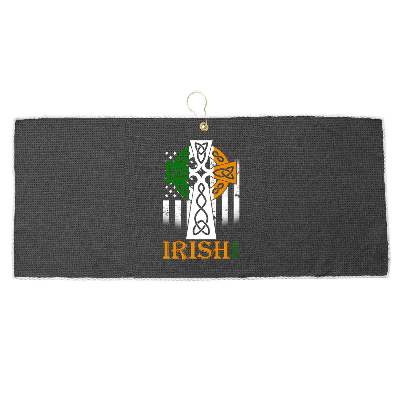 Celtic Cross Irish American Pride Large Microfiber Waffle Golf Towel