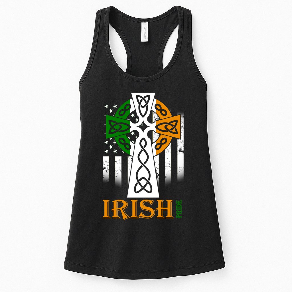 Celtic Cross Irish American Pride Womens Tank Top