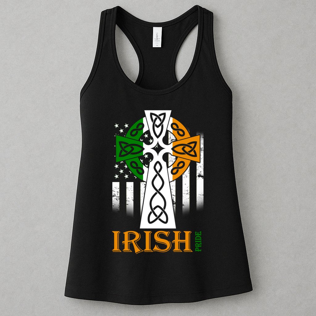 Celtic Cross Irish American Pride Womens Tank Top
