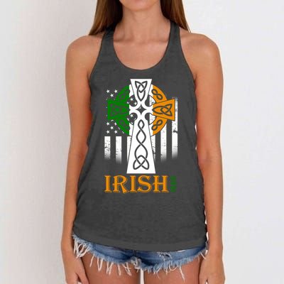 Celtic Cross Irish American Pride Women's Knotted Racerback Tank