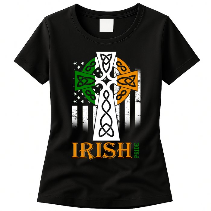 Celtic Cross Irish American Pride Womens T-Shirt