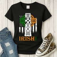 Celtic Cross Irish American Pride Womens T-Shirt