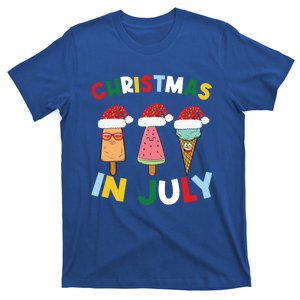 Cute Christmas In July Ice Pops In Santa Hat Costume Funny Gift T-Shirt