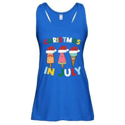 Cute Christmas In July Ice Pops In Santa Hat Costume Funny Gift Ladies Essential Flowy Tank