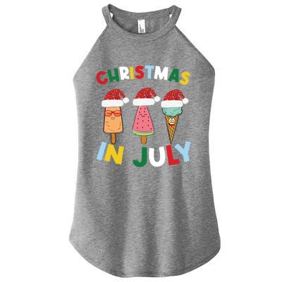 Cute Christmas In July Ice Pops In Santa Hat Costume Funny Gift Women’s Perfect Tri Rocker Tank