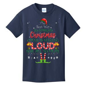 Christmas Cheer Is Singing Loud For All To Hear Santa Elf Kids T-Shirt