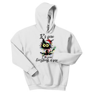 Cat Christmas ItS Fine IM Fine Everything Is Fine Kids Hoodie