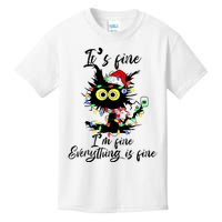 Cat Christmas ItS Fine IM Fine Everything Is Fine Kids T-Shirt