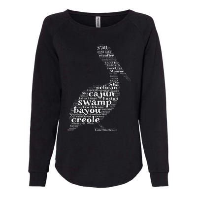 Cajun Creole I Love Louisiana Pelican Graphic Womens California Wash Sweatshirt