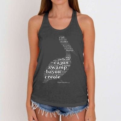 Cajun Creole I Love Louisiana Pelican Graphic Women's Knotted Racerback Tank