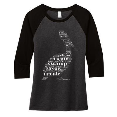 Cajun Creole I Love Louisiana Pelican Graphic Women's Tri-Blend 3/4-Sleeve Raglan Shirt