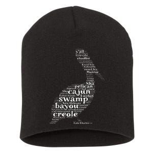 Cajun Creole I Love Louisiana Pelican Graphic Short Acrylic Beanie