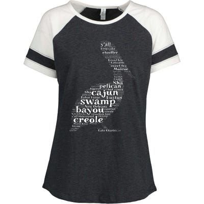 Cajun Creole I Love Louisiana Pelican Graphic Enza Ladies Jersey Colorblock Tee