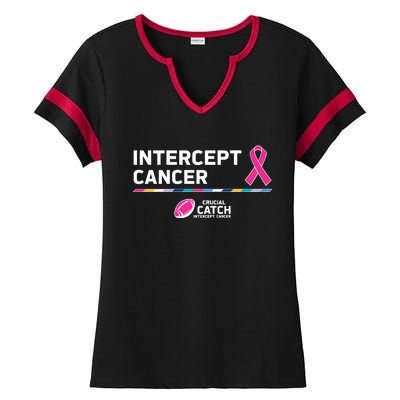 Crucial Catch Intercept Cancer Breast Cancer Awareness Ladies Halftime Notch Neck Tee