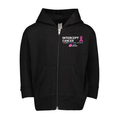 Crucial Catch Intercept Cancer Breast Cancer Awareness Toddler Zip Fleece Hoodie