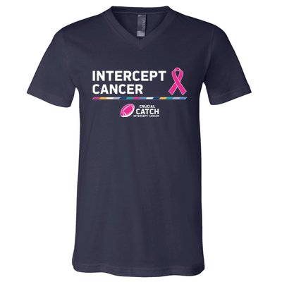 Crucial Catch Intercept Cancer Breast Cancer Awareness V-Neck T-Shirt