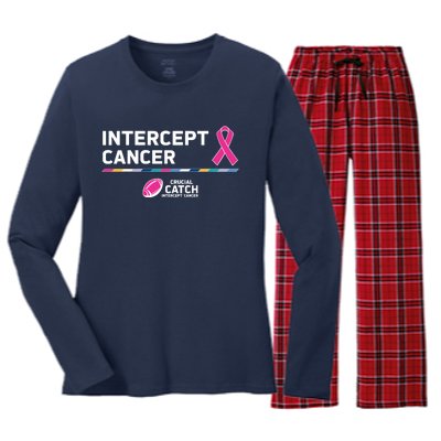 Crucial Catch Intercept Cancer Breast Cancer Awareness Women's Long Sleeve Flannel Pajama Set 