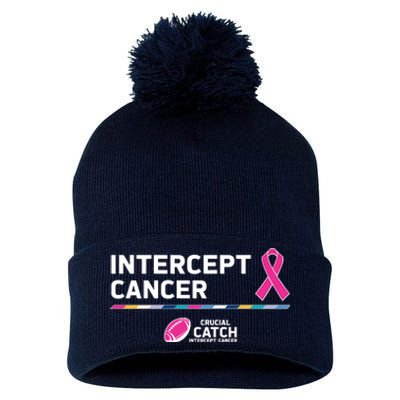 Crucial Catch Intercept Cancer Breast Cancer Awareness Pom Pom 12in Knit Beanie