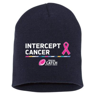 Crucial Catch Intercept Cancer Breast Cancer Awareness Short Acrylic Beanie