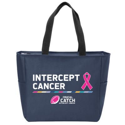 Crucial Catch Intercept Cancer Breast Cancer Awareness Zip Tote Bag