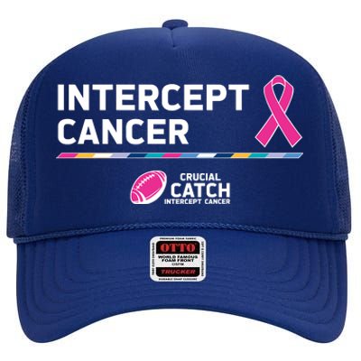 Crucial Catch Intercept Cancer Breast Cancer Awareness High Crown Mesh Back Trucker Hat