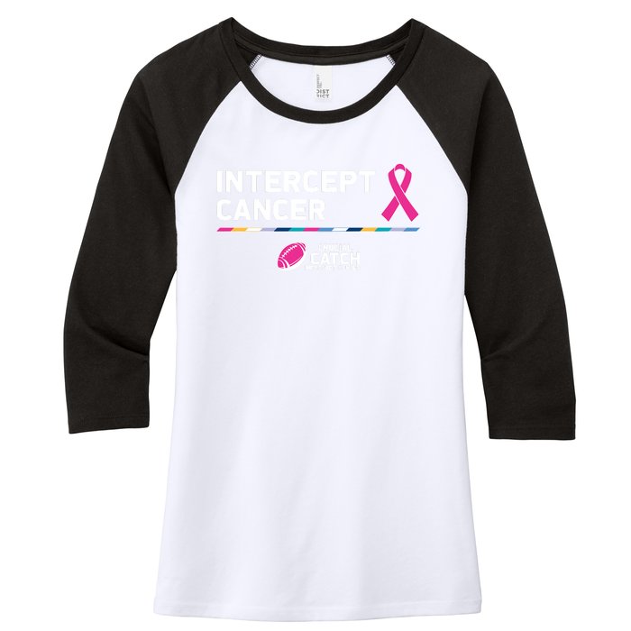 Crucial Catch Intercept Cancer Breast Cancer Awareness Women's Tri-Blend 3/4-Sleeve Raglan Shirt