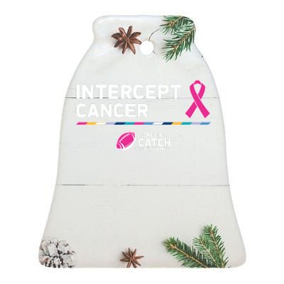 Crucial Catch Intercept Cancer Breast Cancer Awareness Ceramic Bell Ornament