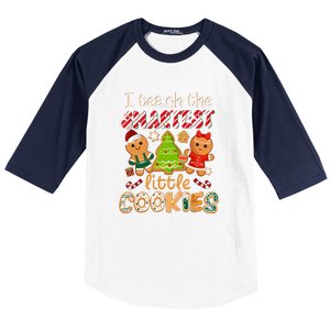 Cute Christmas I Teach The Smartest Little Cookies Teacher Gift Baseball Sleeve Shirt