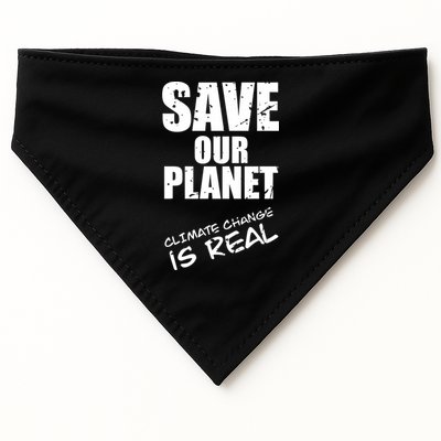 Climate Change Is Real Meaningful Gift Save Our Planet Awareness Vintage Cool Gi USA-Made Doggie Bandana