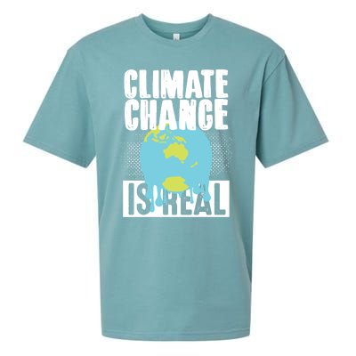 Climate Change Is Real Earth Day Climate Change Gift Sueded Cloud Jersey T-Shirt