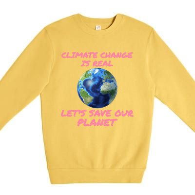 Climate Change Is Real Lets Save Our Planet Cool Gift Premium Crewneck Sweatshirt