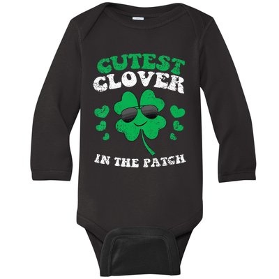 Cutest Clover In The Patch St Patricks Day Baby Long Sleeve Bodysuit