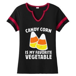 Candy Corn Is My Favorite Vegetable Retro Halloween Gift Ladies Halftime Notch Neck Tee