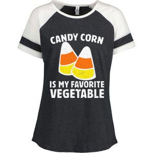 Candy Corn Is My Favorite Vegetable Retro Halloween Gift Enza Ladies Jersey Colorblock Tee