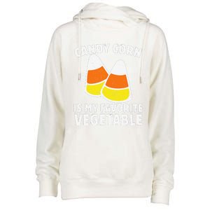 Candy Corn Is My Favorite Vegetable Retro Halloween Gift Womens Funnel Neck Pullover Hood