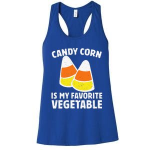 Candy Corn Is My Favorite Vegetable Retro Halloween Gift Women's Racerback Tank